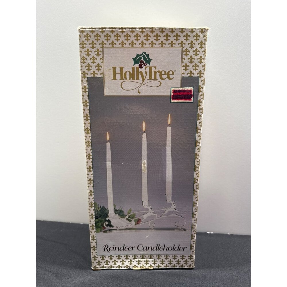 HollyTree Reindeer Candleholder Silver Metal Sleigh With 3 Holders Vintage Decor